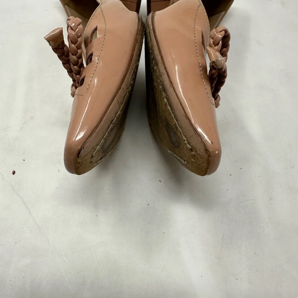 Prada Rose Patent Leather Braided Bow Kitten Heels Size 37 - Picture 7 of 13